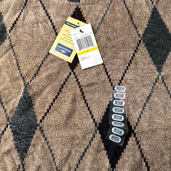 Dockers Sweater Men's‎ Medium Brown Geometric Grandpa Textured Chenille NWT 6186 - Picture 5 of 9